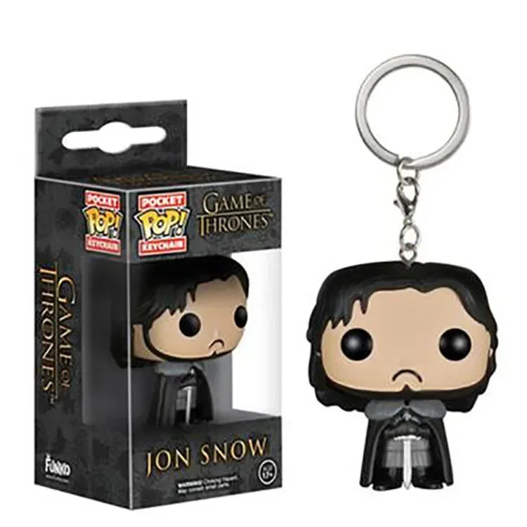 FUNKO pop Film TV Jeu de Jon Snow Daenerys Davos Ghost Night King Porte-clés Figure Modèle Jouets à collectionner