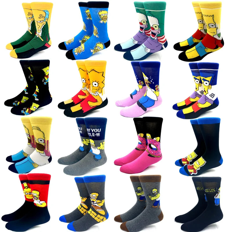 1 Pair Harajuku The Simpsons Autumn Socks Anime