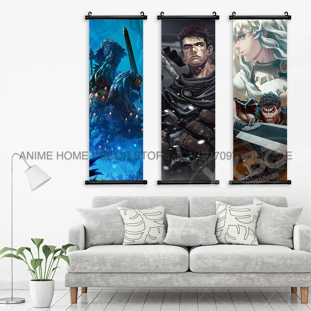 Berserk Poster Black Swordsman Wall Artwork Scrolls Anime Home Decoration