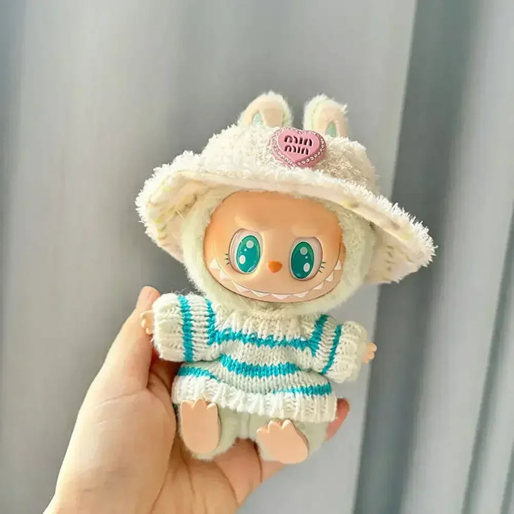 Labubu V1 V2 Party Rosa Weiß Gestreifter Pullover Cup Kleidung Idol Niedliche Puppenkleidung Mode Pullover Outfit Zubehör Sitzen