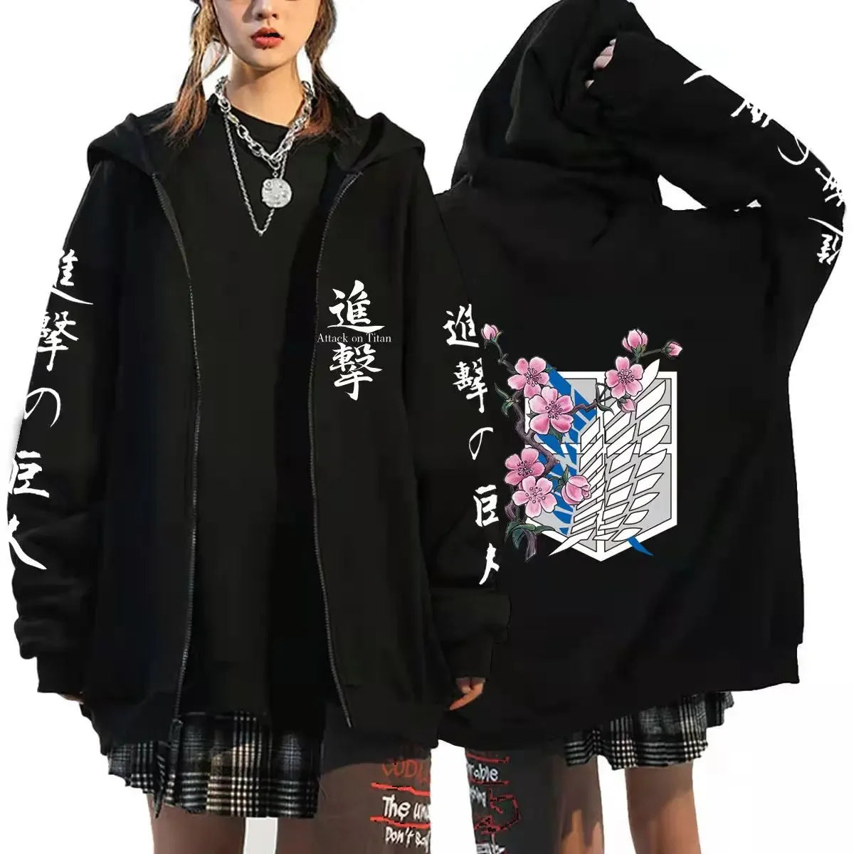 Attack on Titan Anime Hoodie mit Reißverschluss – Europäischer und amerikanischer Sportmantel, Rollenspielkleid für Herren