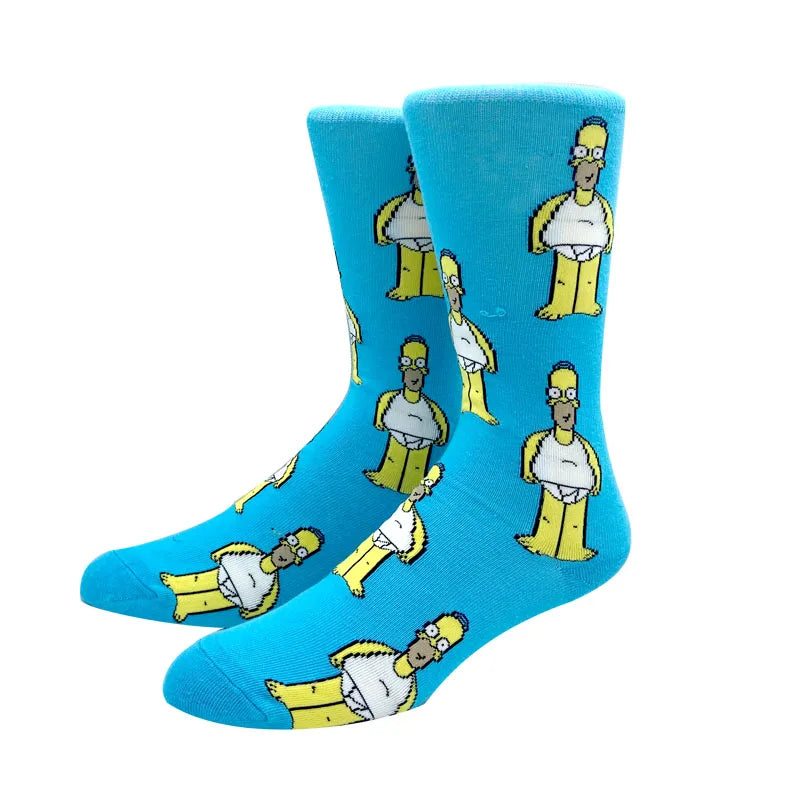 1 Pair The Simpsons Harajuku Socks – Cartoon Middle Tube Cotton for Men & Women