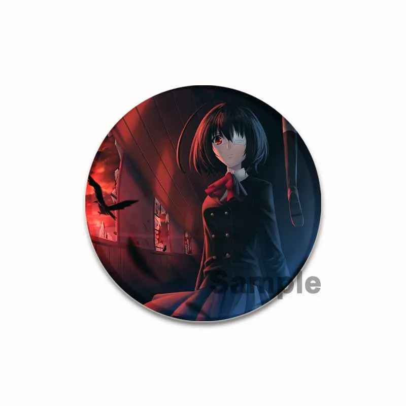Anime Another Cartoon Character Mei Misaki Anstecknadel, kreative runde Brosche für Rucksack-Accessoires, Geschenke, 32/44/58 mm Größe