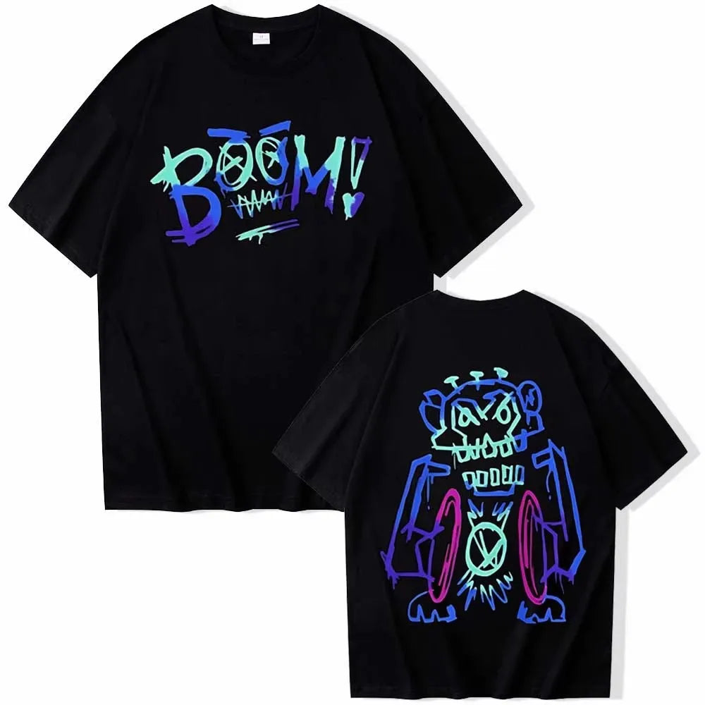 High Quality Vintage Cotton T-Shirt for Men Women Anime Arcane Jinx Graffiti O-Neck Summer Casual Shirt with Eye Catching Short Sleeve Design