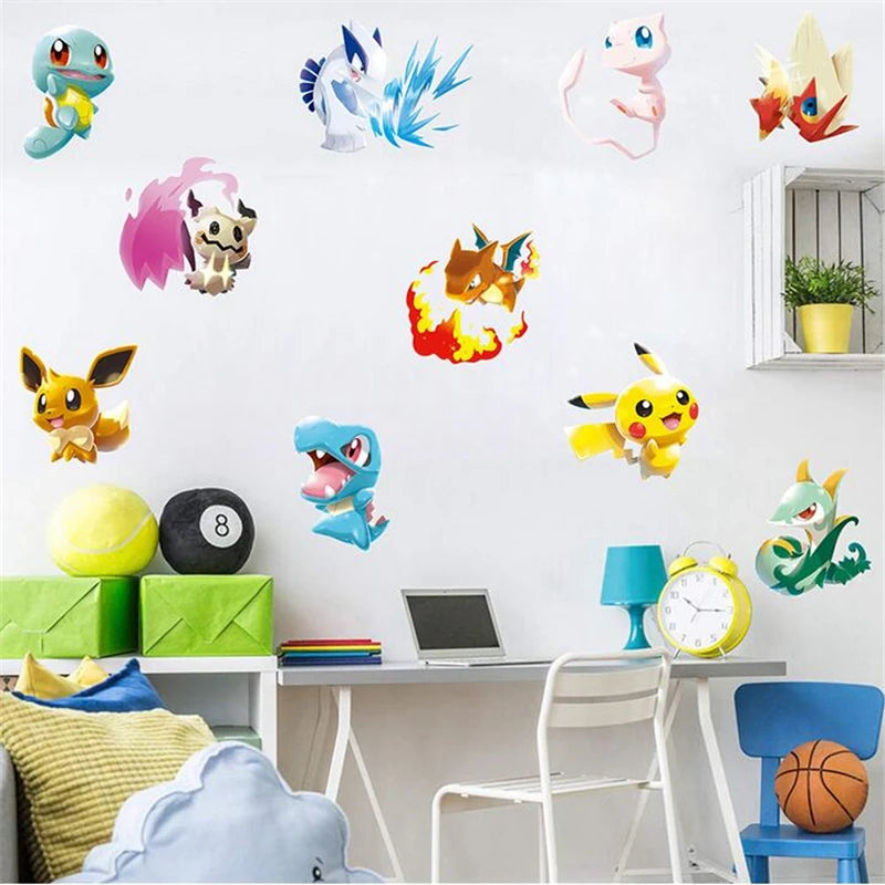 Cartoon Pikachu 3D Wandaufkleber für Kinder Wanddekoration