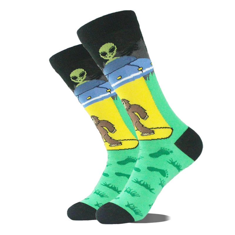 Alien Design Hund Panda Hai Pinguin Frosch Skarpetki Sokken Hip Hop
