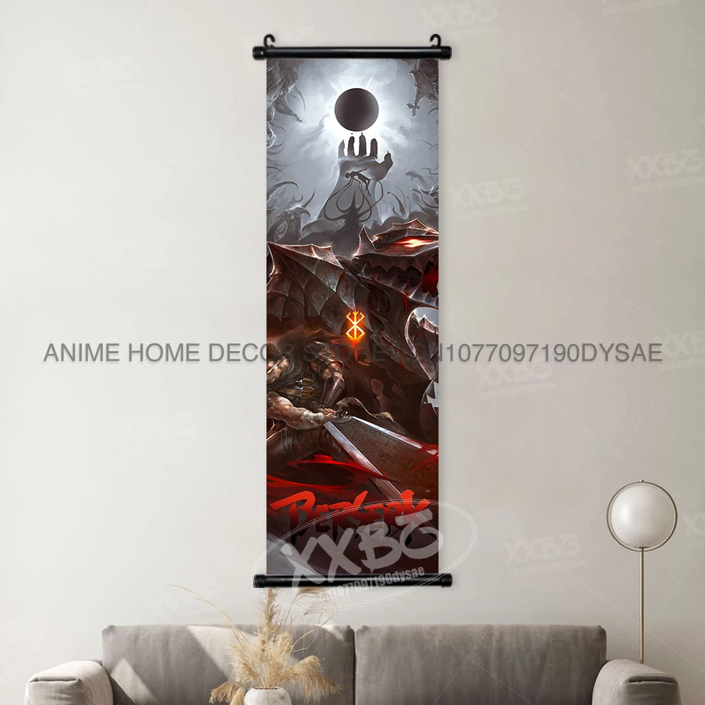 Berserk Poster Black Swordsman Wall Artwork Scrolls Anime Home Decoration