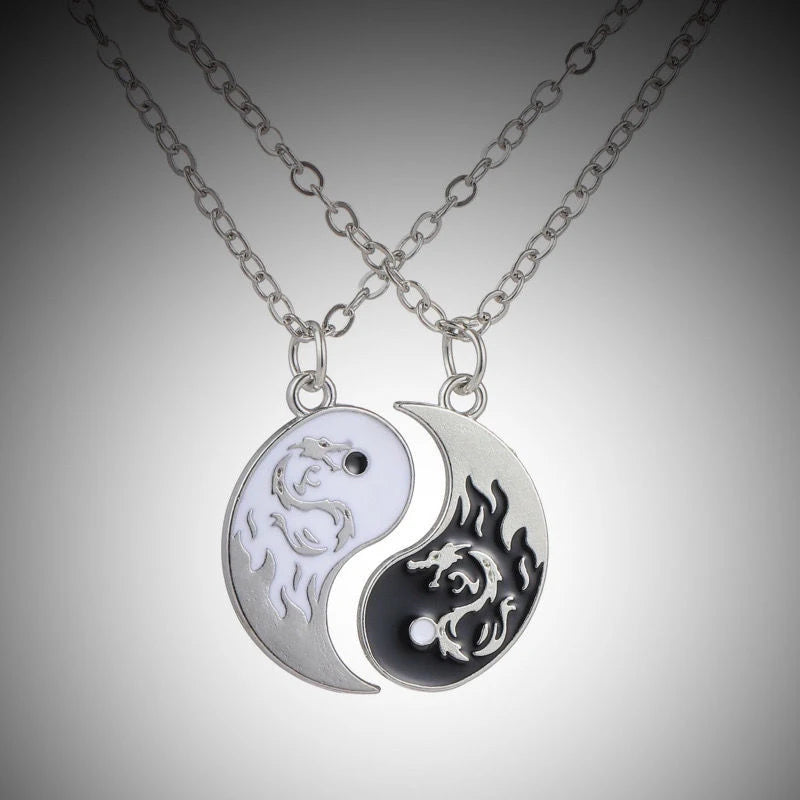 Modisches Drachen-Yin-Yang-Armband – verstellbare Tai-Chi-Paar-Halskette für Freund und Freundin, Geschenk zum Valentinstag