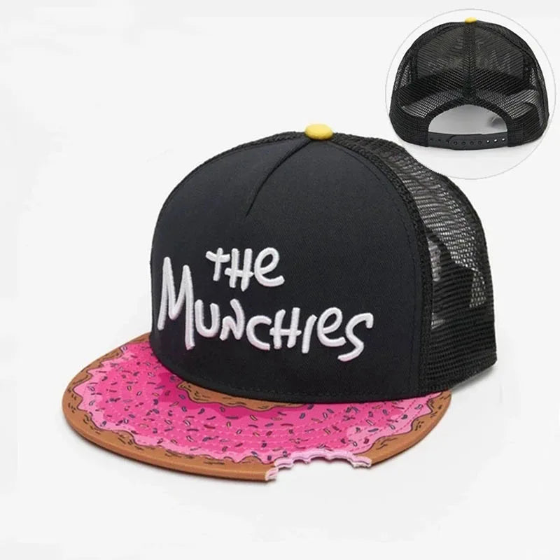PANGKB Difuzed Cartoon Big Eyes Cookie Bite Snapback-Mütze – Verstellbare Outdoor-Sportkappe