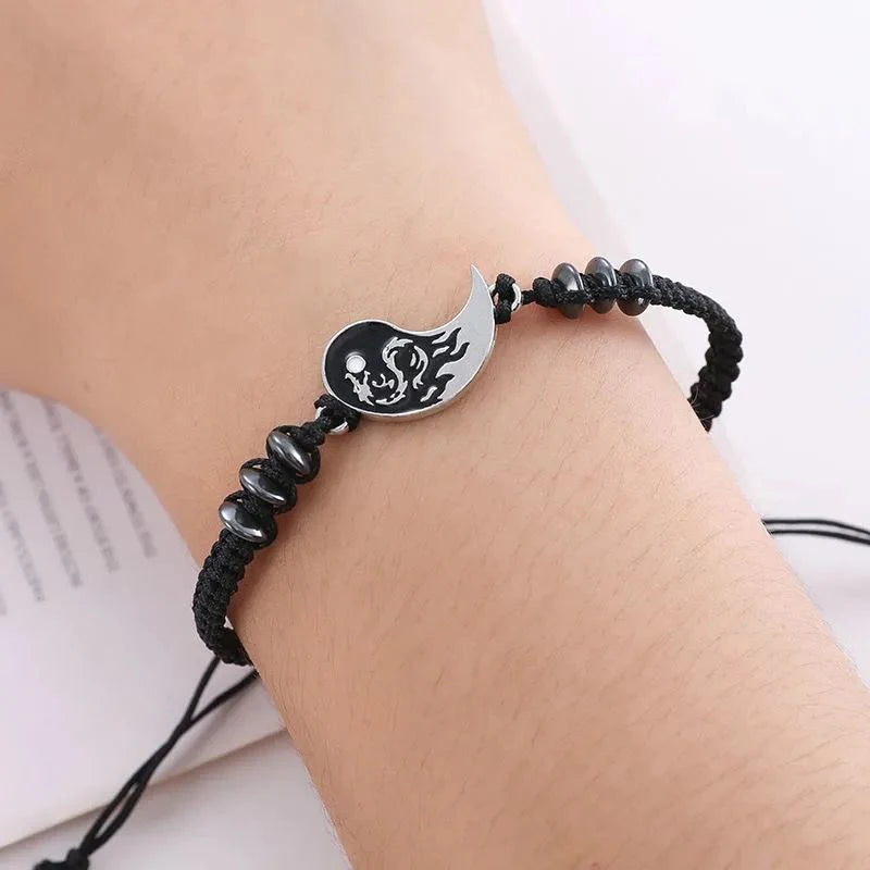 Modisches Drachen-Yin-Yang-Armband – verstellbare Tai-Chi-Paar-Halskette für Freund und Freundin, Geschenk zum Valentinstag