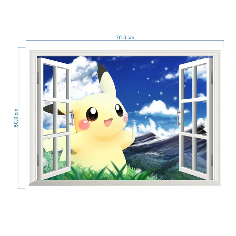 Cartoon Pokémon Pikachu Wandaufkleber für Kinder Wanddekoration Poster