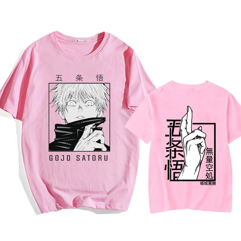 Anime Gojo Satoru Printed T-Shirt Loose Fit Y2K Harajuku Top