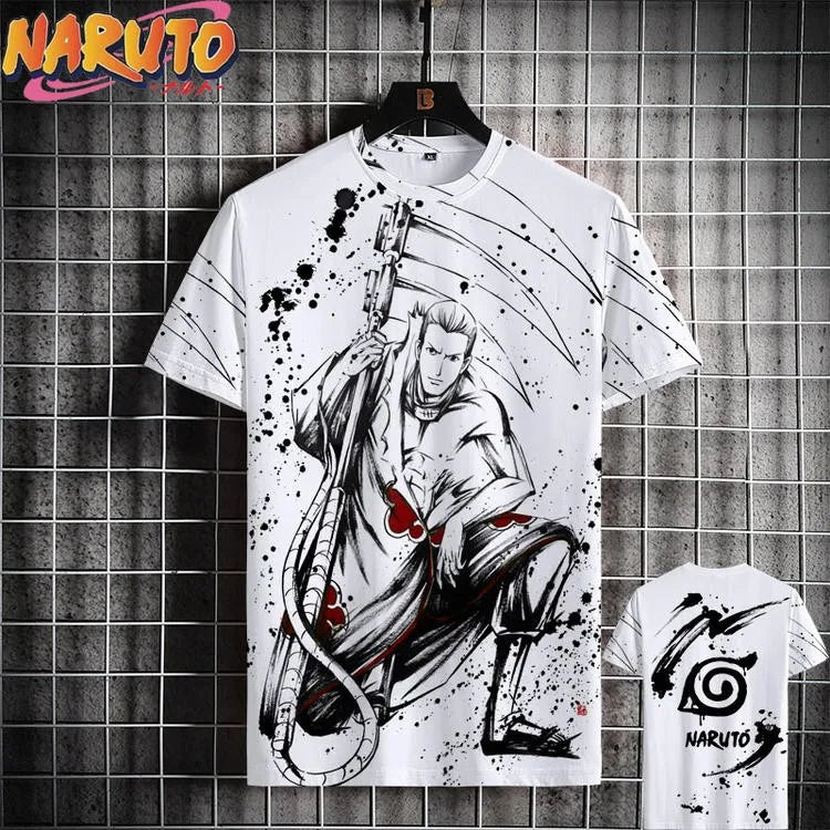 MINISO Men’s T-Shirt – Japanese Anime 3D Print Summer Casual Oversized Streetwear Tee