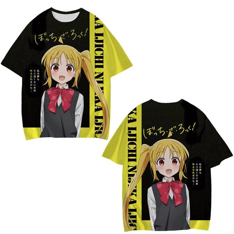 Anime Manga Bocchi The Rock 3D Print T-Shirt Unisex Short Sleeve Oversized Streetwear for Men Women Kids Fashion Clothing