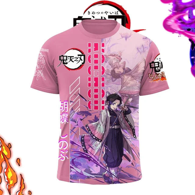 Demon Killer 3D Printed Unisex Short Sleeve T-Shirt Japanese Anime Street Fashion Breathable Top for Men