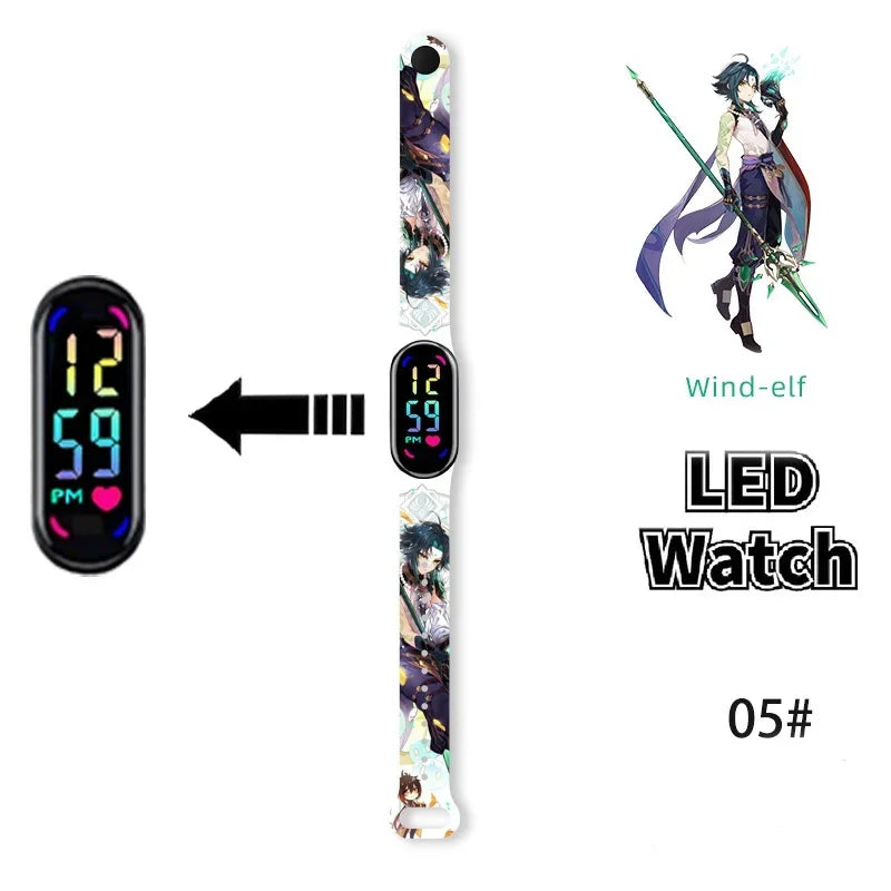 Pokémon & Demon Slayer LED-Uhr – Tanjirou & Nezuko Silikon-Touchscreen, wasserdicht, Sportgeschenk