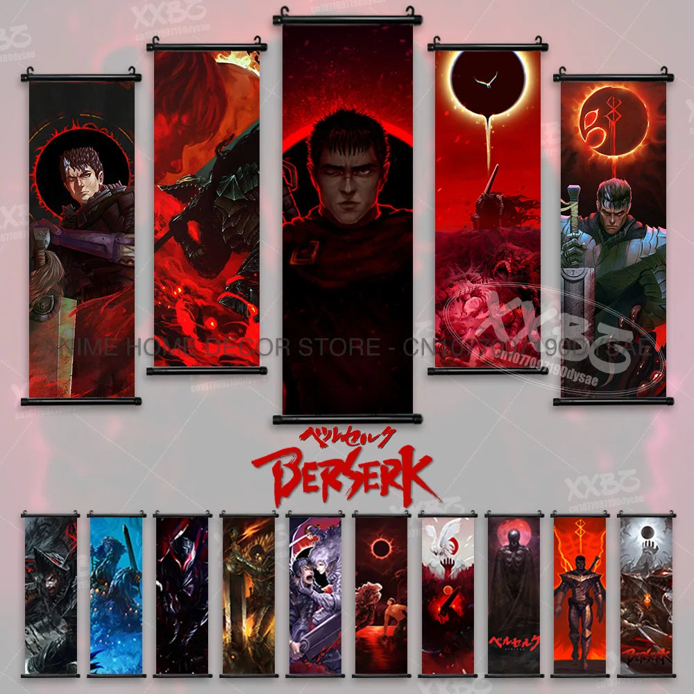 Berserk Poster Black Swordsman Wall Artwork Scrolls Anime Home Decoration