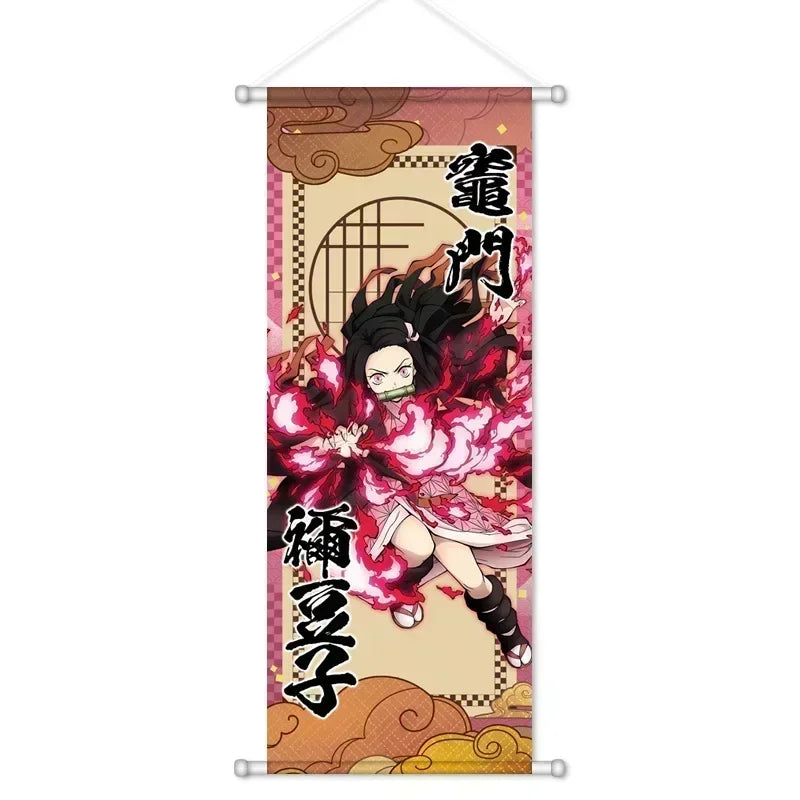 Demon Slayer Cartoon Anime Scroll Canvas Wall Home Decor Anime Poster Wall Art Room Decoration