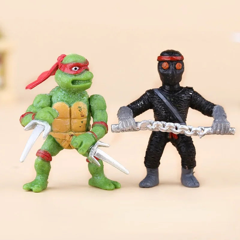 6 Stück Bandai Teenage Mutant Ninja Turtles Mini-Puppen – Cartoon-Spielzeug, Tortenaufsatz und Geburtstagsgeschenk