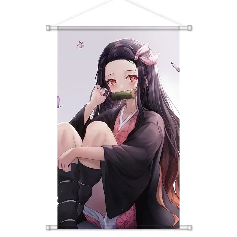 Demon Slayer Cartoon Anime Scroll Canvas Wall Home Decor Anime Poster Wall Art Room Decoration