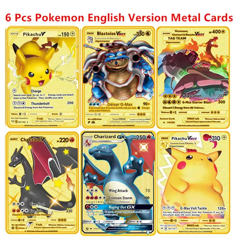 Pokemon Englische Metallkarte Anime-Sammelkarte Kinderspielzeug