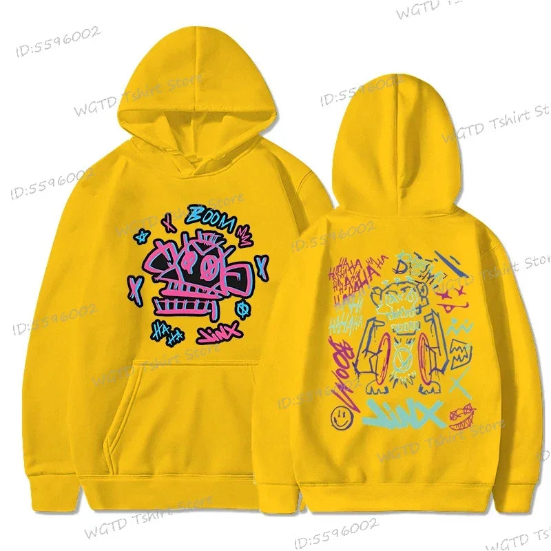 Arcane Jinx Anime Hoodie – Lässiger Pullover für Männer und Frauen, Streetwear für Spieleliebhaber und Fans