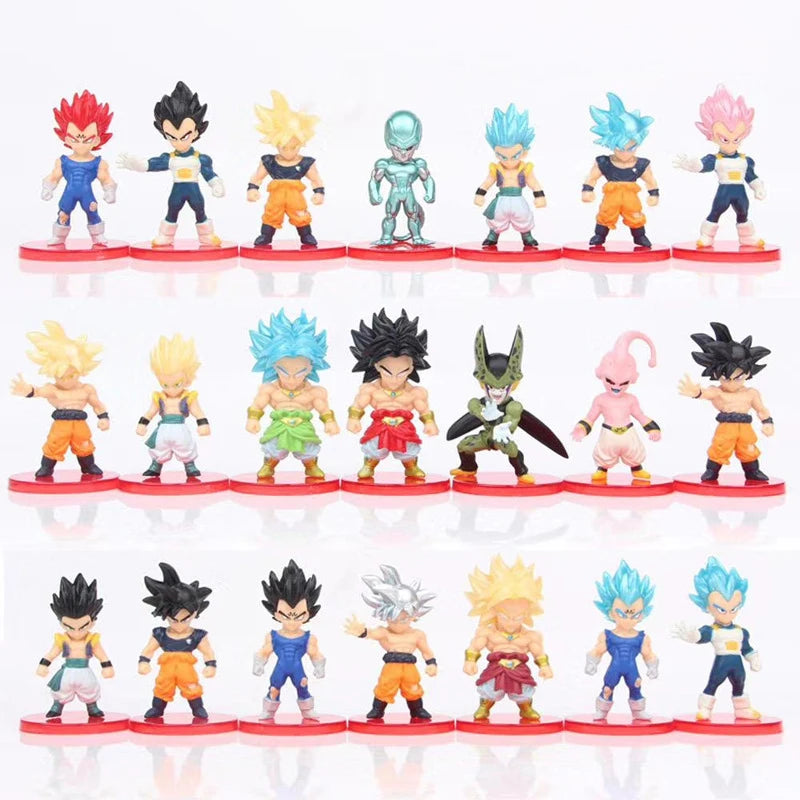 Figurine d'action Anime Dragon Ball Super Saiyan Son Goku Modèle Cadeaux à collectionner 7 cm 21 pièces dans un ensemble