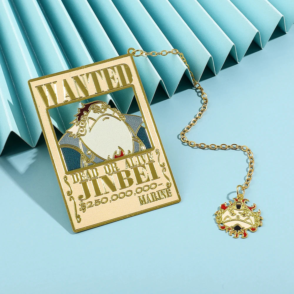 Anime One Pieces Pirates reward Metal Bookmarks with Tassel Gold Collection