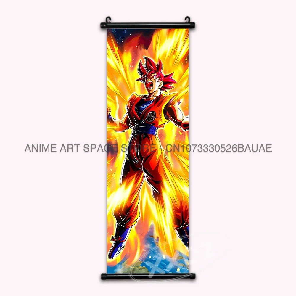 Dragon Ball Z Hanging Paintings Room Decorative Poster Anime Saiyan Scrolls Picture Wall Art
