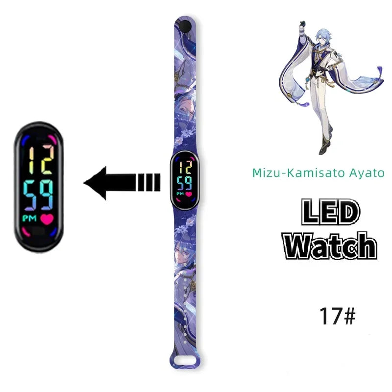 Pokémon & Demon Slayer LED-Uhr – Tanjirou & Nezuko Silikon-Touchscreen, wasserdicht, Sportgeschenk