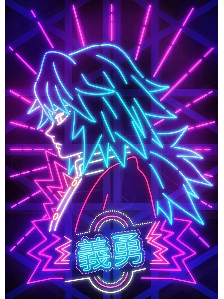 Neon-Stil Poster Leinwand Malerei Japan Anime Cartoon Figur Wandkunst für Wohnzimmer Home Decor ungerahmt