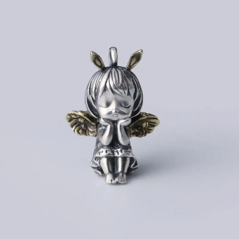 Versilberte Halskette mit Anime-Mecha-Girl-Anhänger – trendiger Hip-Hop-Rock-Punk-Schmuck für Männer und Frauen | Geschenkidee