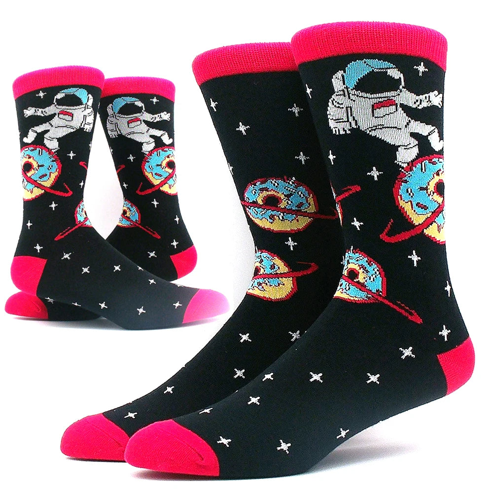 Lustige Alien- und Dinosauriersocken aus Baumwolle – Crazy Shark & Planet Designs
