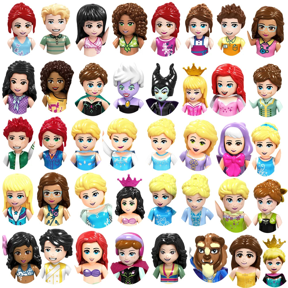 Modèles de mini briques de princesse animée – Belles figurines de filles et blocs de construction sur le thème de la neige pour enfants