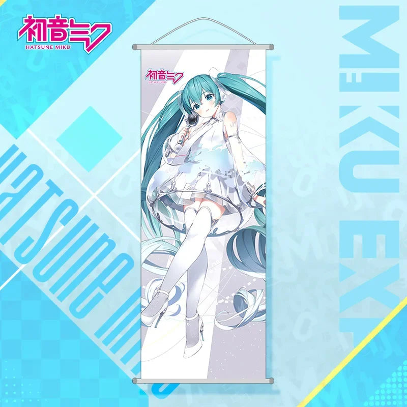 New Bandai Hatsune Miku 2D Peach Skin Scroll Anime Paintings Wall Decoration 25*70cm