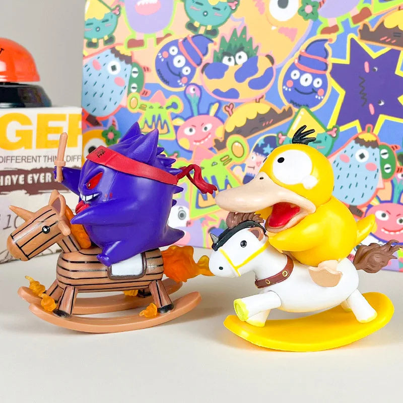 Pokemon Schaukelpferd Figuren – Kawaii Enton & Gengar Autozubehör & süße Zimmerdekoration Spielzeug Geschenk