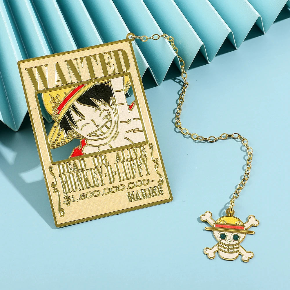 Anime One Pieces Pirates reward Metal Bookmarks with Tassel Gold Collection