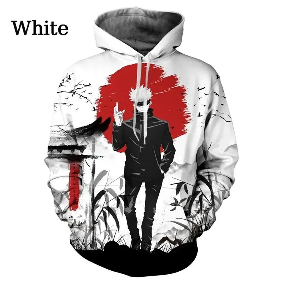Jujutsu Kaisen Satoru Gojo 3D-Druck-Hoodie – Anime-Modepullover für Männer