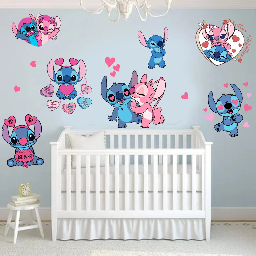 Cartoon Lilo & Stitch Regenbogen Wandaufkleber für Kinderzimmer Wanddekoration Animiertes Poster