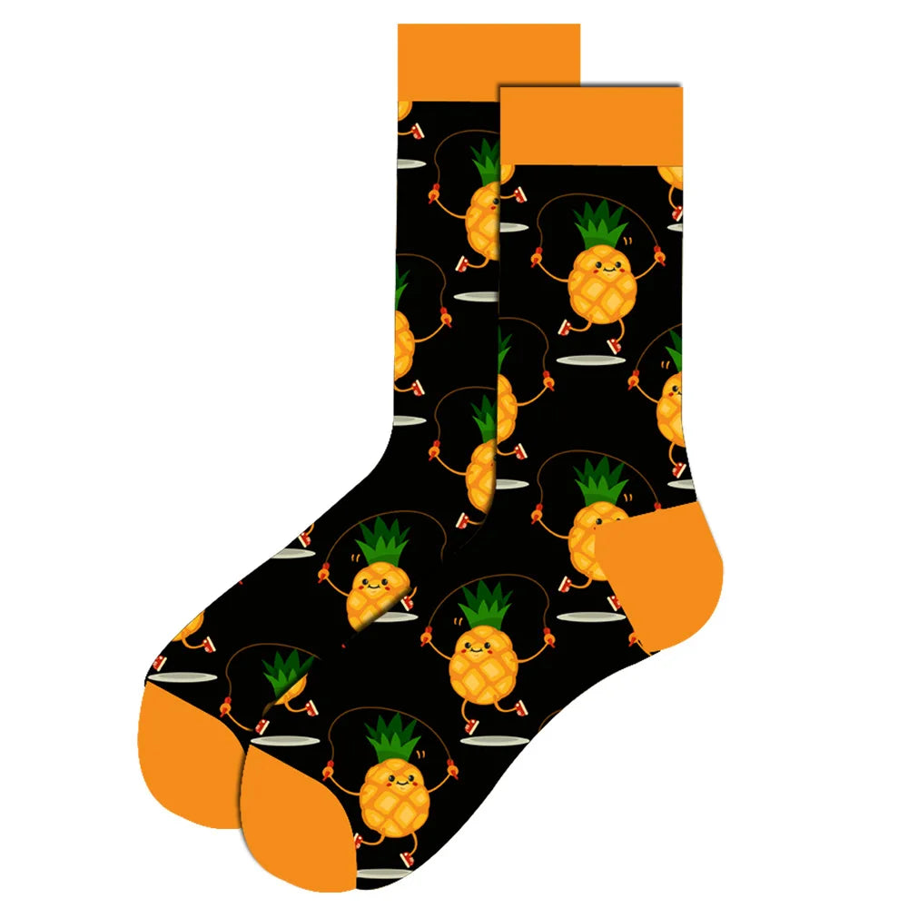 Lustige Streetwear-Socken in großen Größen – Cartoon-Tier- und Obstdesigns, Hip-Hop-Baumwolle