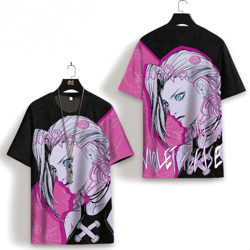 Arcane League Jinx 3D Printed T-Shirt for Men Women Adult Anime Fashion Harajuku Cartoon Cosplay Clothing Short Sleeve Top