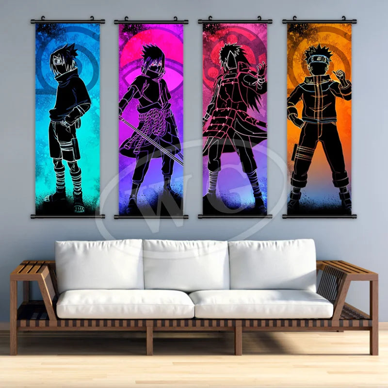 Bandai Anime Canvas Naruto Painting Kakashi Picture Hanging Scrolls Home Decor Wall Artwork