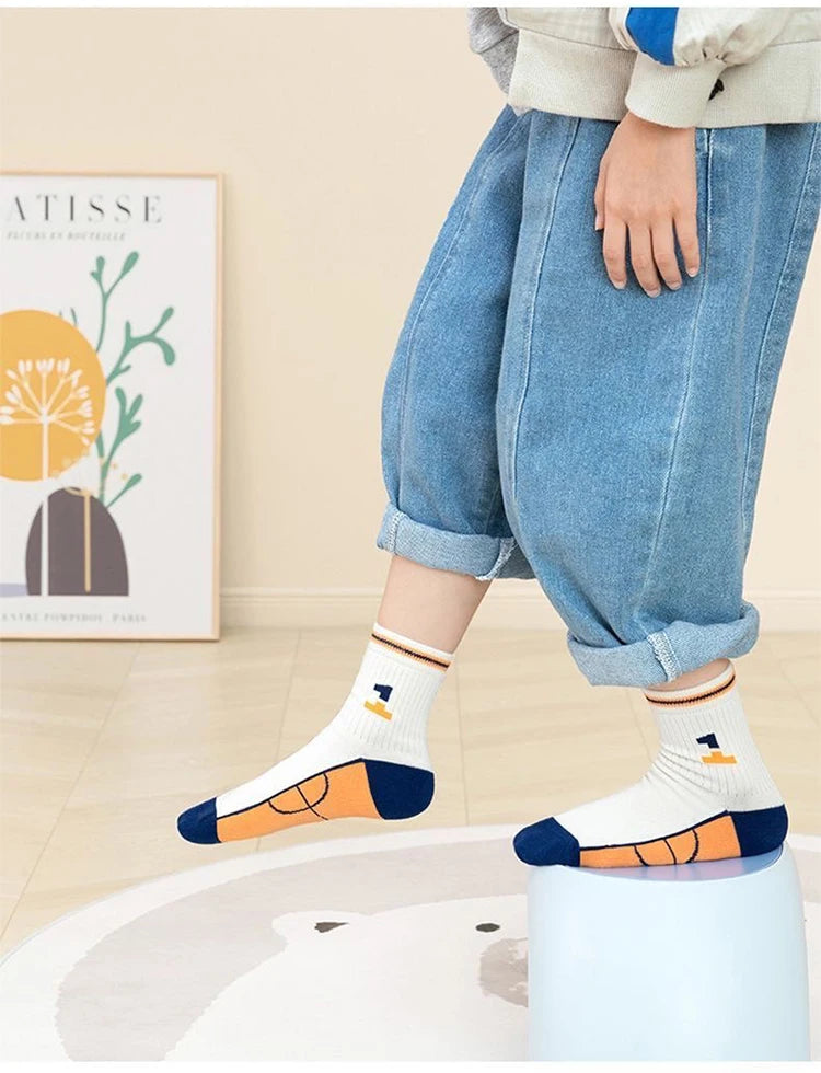 Lot de 5 paires de chaussettes mi-hautes en coton pour garçons – Chaussettes de sport respirantes et confortables (1 à 14 ans)