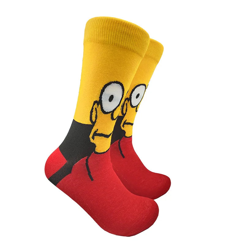 Modische Anime-Socken für Herren – Lustiger Hip-Hop-Stil mit hochwertigen Näh- und Cartoon-Mustern