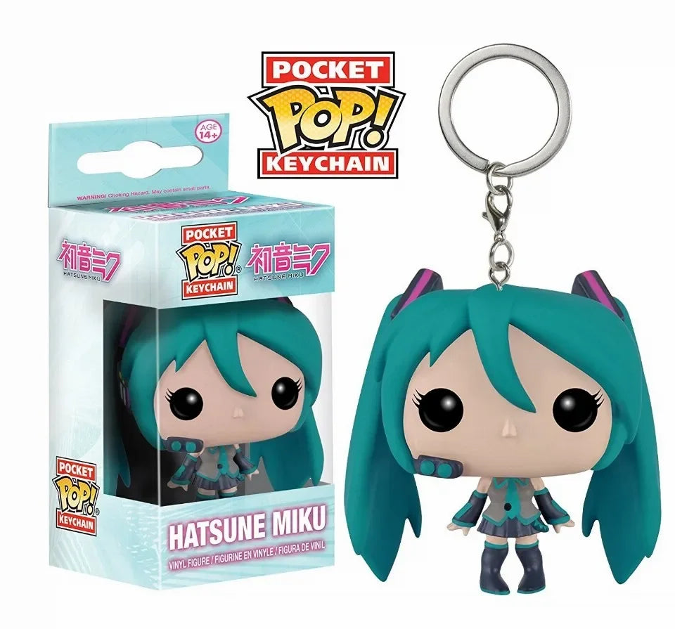 FUNKO POP Anime Hatsune Miku Schlüsselanhänger Pocket Pop Schlüsselanhänger Spielzeug Actionfiguren