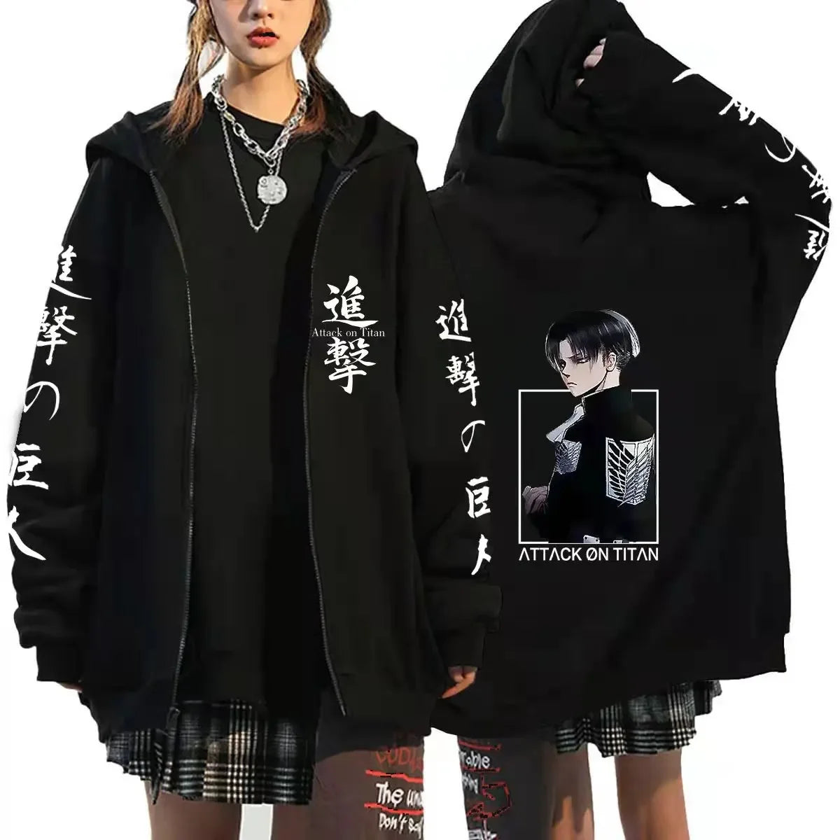 Attack on Titan Anime Hoodie mit Reißverschluss – Europäischer und amerikanischer Sportmantel, Rollenspielkleid für Herren