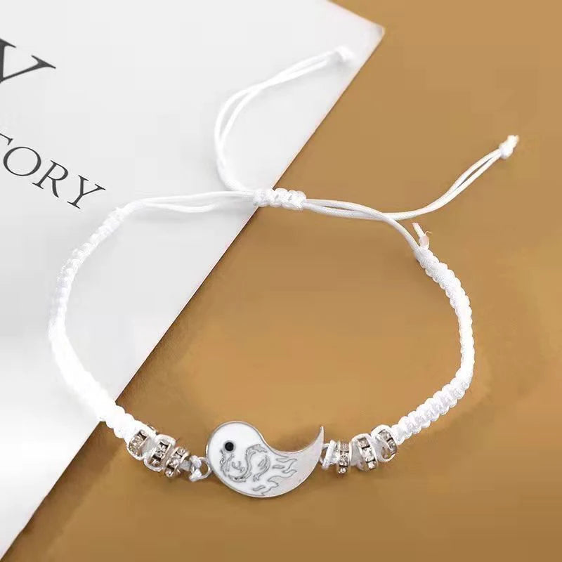 Modisches Drachen-Yin-Yang-Armband – verstellbare Tai-Chi-Paar-Halskette für Freund und Freundin, Geschenk zum Valentinstag