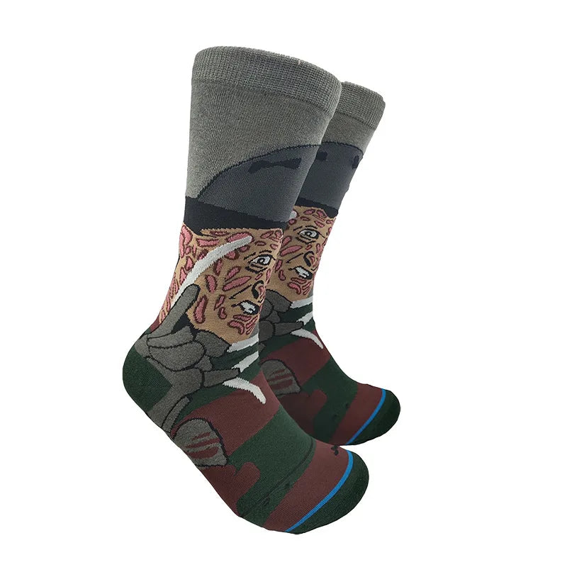Modische Anime-Socken für Herren – Lustiger Hip-Hop-Stil mit hochwertigen Näh- und Cartoon-Mustern