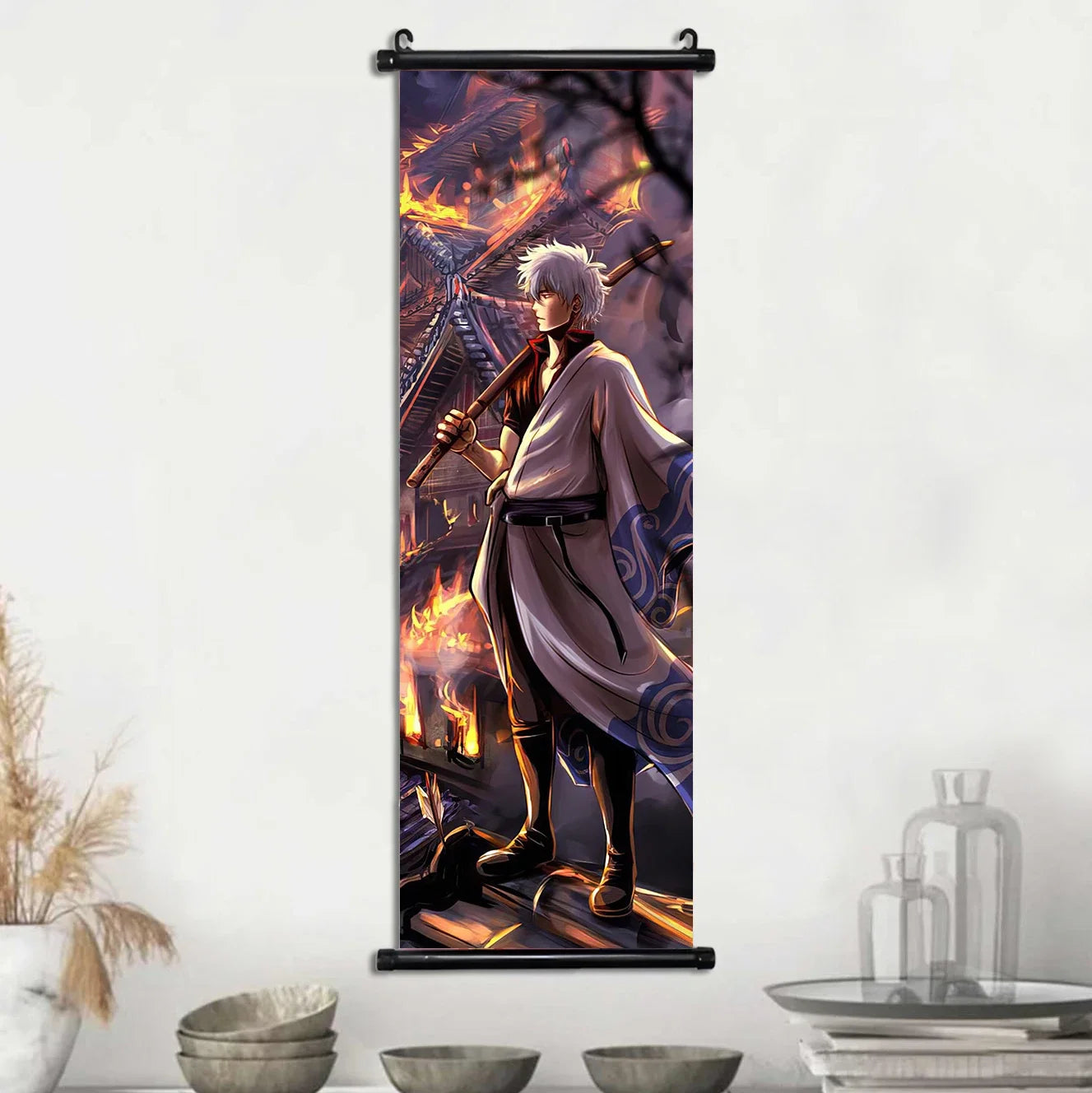 Gintama Gintoki Hanging Scroll Canvas Wall Painting Home Decor Anime Poster Wall Art