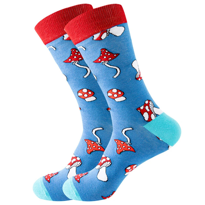 Neuartige Baumwollsocken mit Cartoon-Motiv für Herren 2023 Boxing Dollars Schachbretter Tier Große Größe Lange Socken